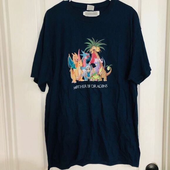 Mother of Dragons Men's T-Shirt‎ Short Sleeve Crew Neck Navy Blue Size XL NEW - Picture 3 of 5